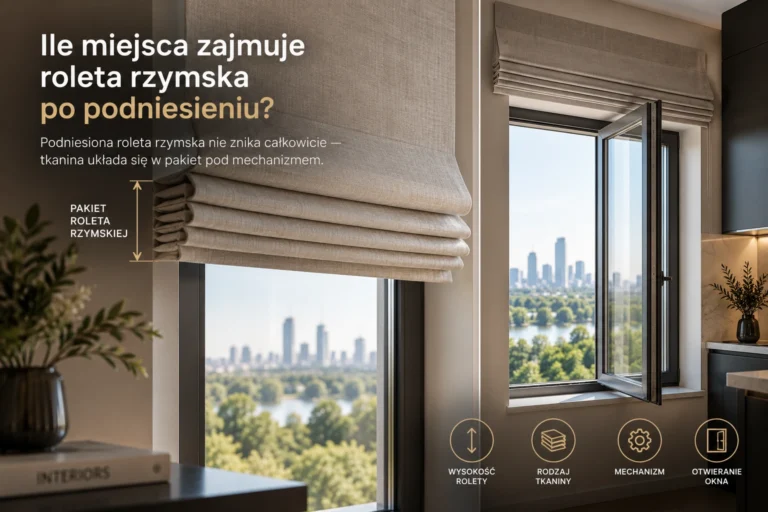 Ile miejsca zajmuje roleta rzymska po podniesieniu?