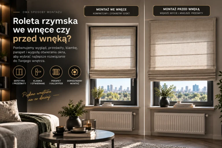 Roleta rzymska we wnęce czy przed wnęką — co wybrać?